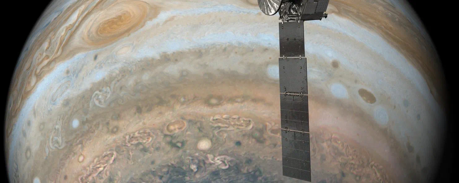 Juno Over Jupiter's South Pole (Illustration)